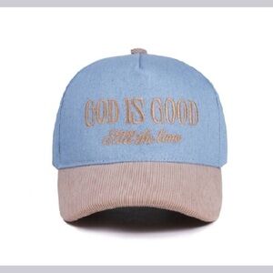 Blue and Tan Embroidered Women's Cap